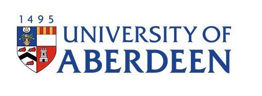Logo for the University of Aberdeen, with a crest and text in blue.