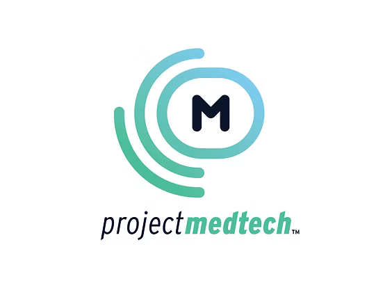 Logo for Project Medtech: blue and green concentric circles surround a blue circle with a white
