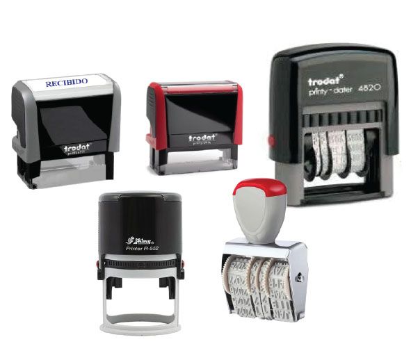 Un grupo de sellos con uno que dice trodat.