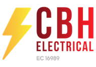 CBH Electrical logo with a yellow lightning bolt, red 