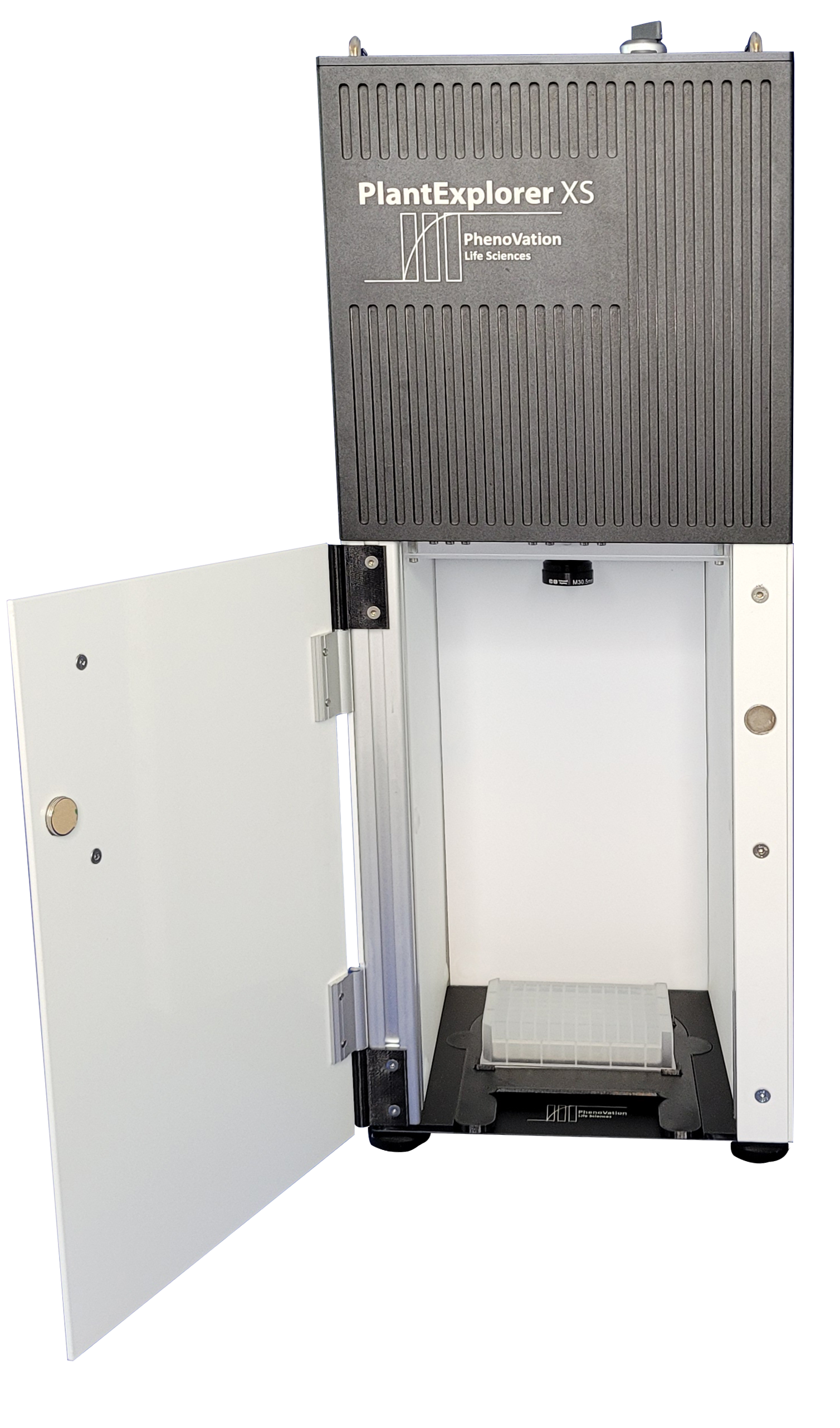 Plant phenotyping camera system measuring photosynthesis efficiency and morphological parameters for plant analysis.