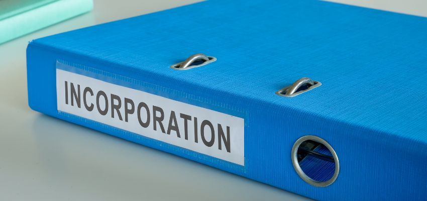 A folder of a business incorporation.
