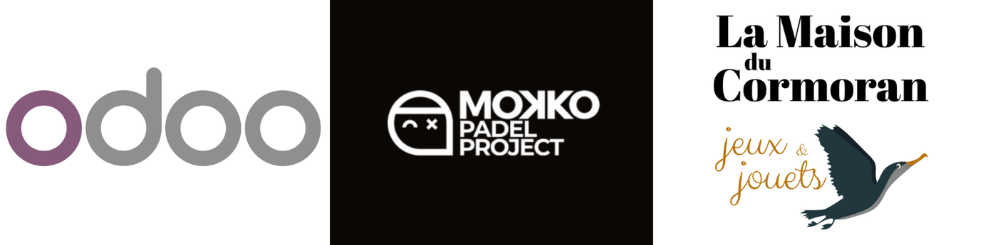 Logo Odoo, Mokko Padel Project et La Maison du Cormoran
