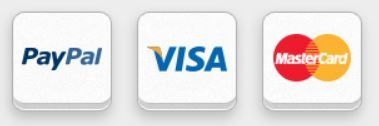 Paypal visa and mastercard logos on a white background