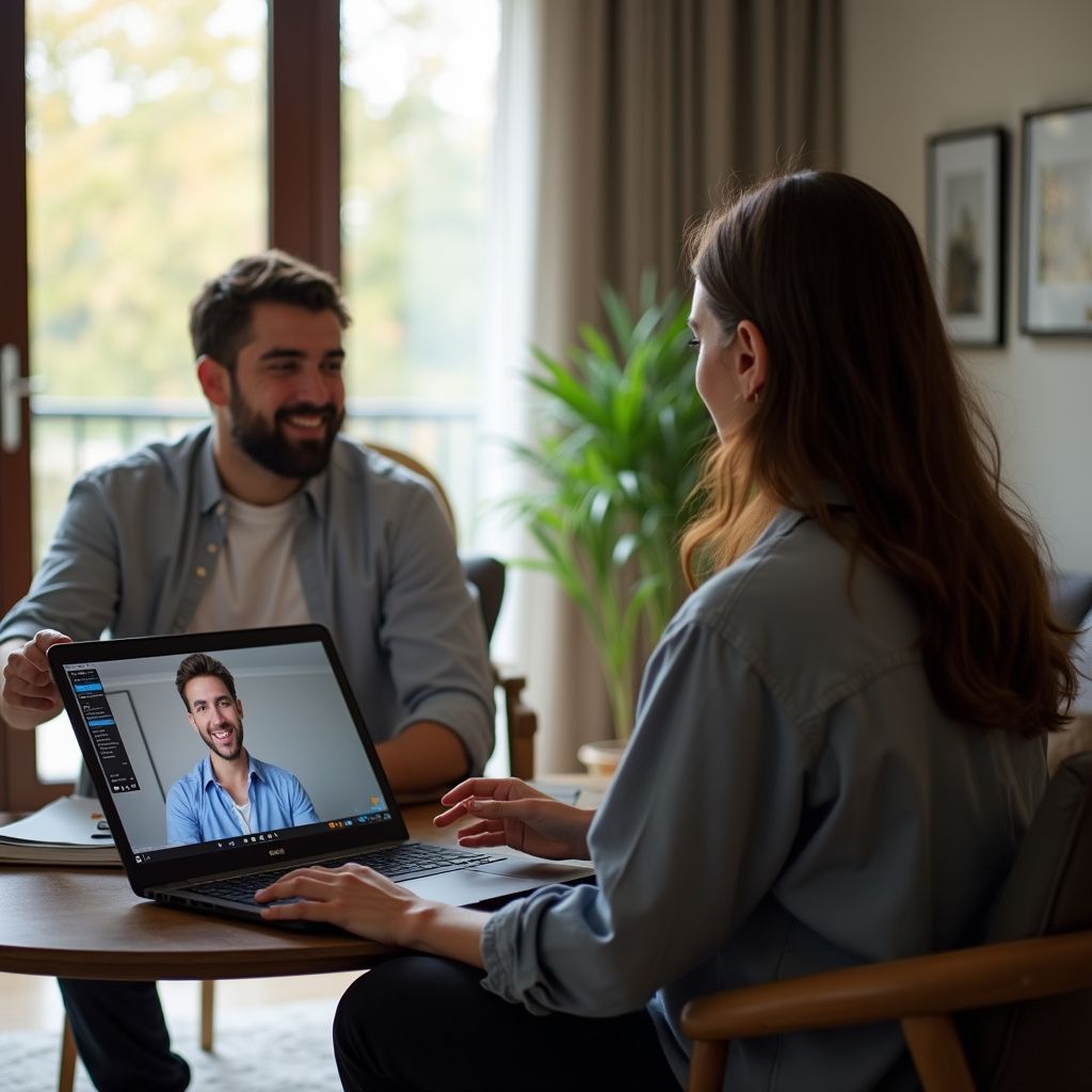 man and woman talking