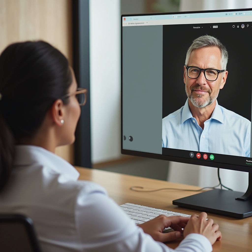 woman and man on video call