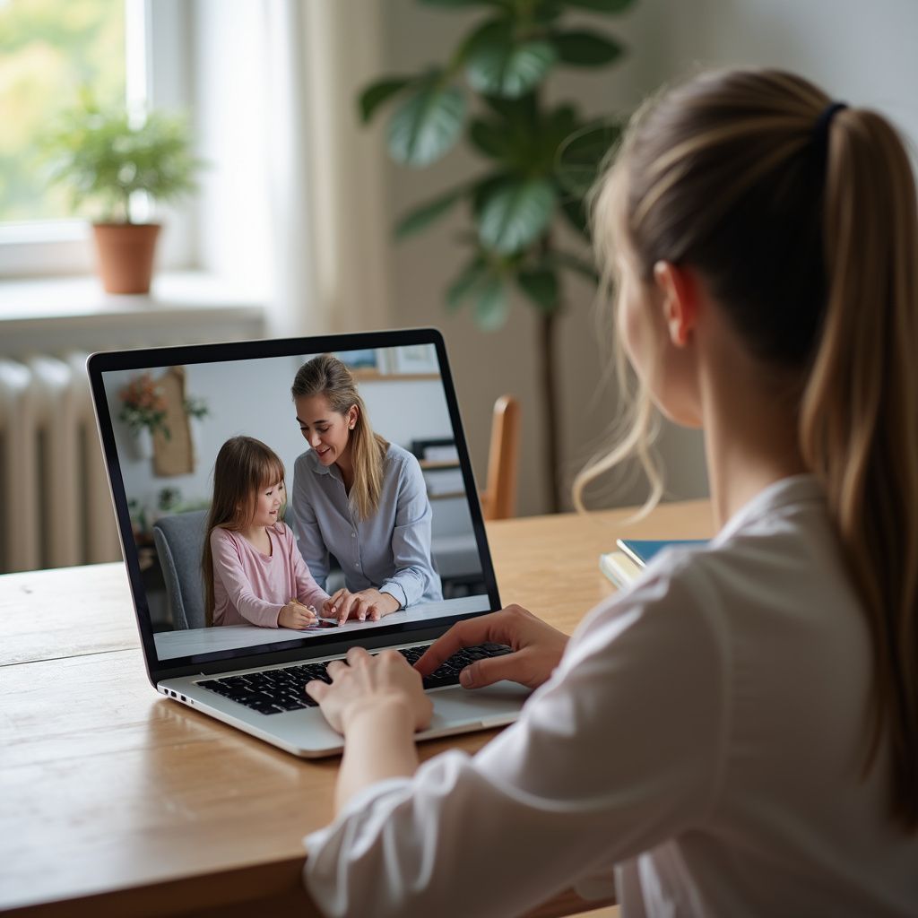 mother and daughter on a video call