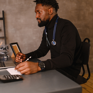 man looking at computer screen