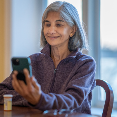older woman on call