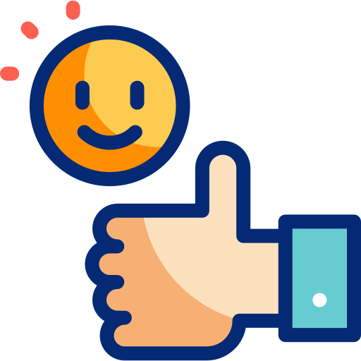 Neben einem Smiley zeigt eine Hand einen Daumen nach oben.