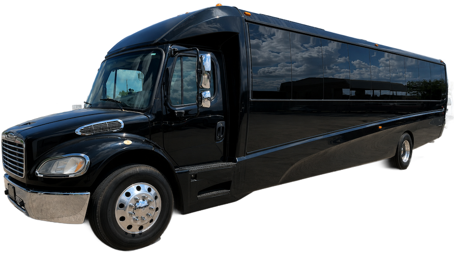 A black van is parked on a white background.