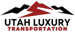 Logo for Utah Luxury Transportation: mountains above the text "Utah Luxury Transportation".