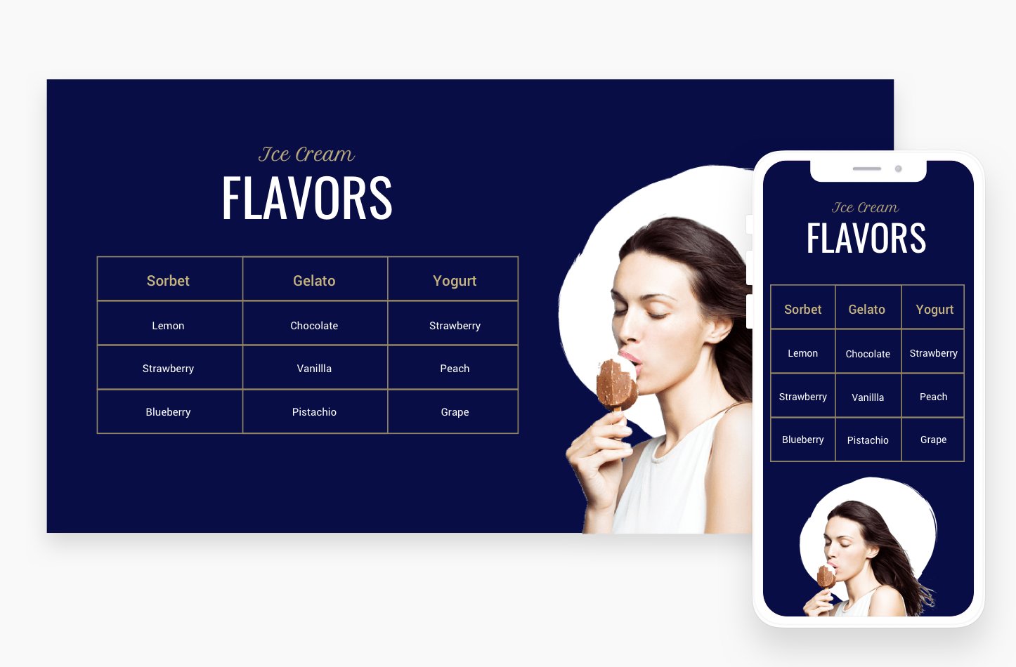A woman is eating an ice cream cone next to a cell phone.