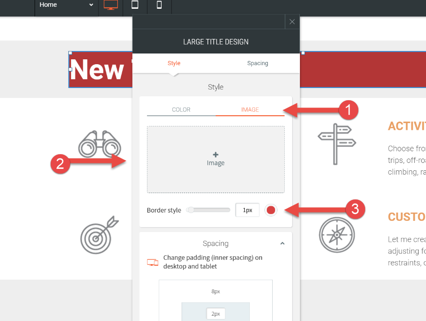 A screenshot of a website showing how to create a large title design.