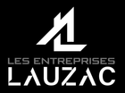 Logo noir avec un « M » blanc stylisé et le texte « LES ENTREPRISES LAUZAC » sur fond noir