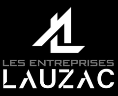 Logo noir avec un « L » blanc stylisé et le texte « LES ENTREPRISES LAUZAC » en dessous.