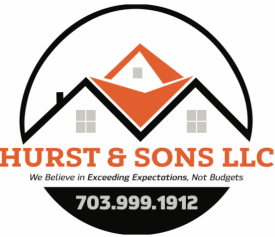 A logo for hurst & sons llc with a house on the roof