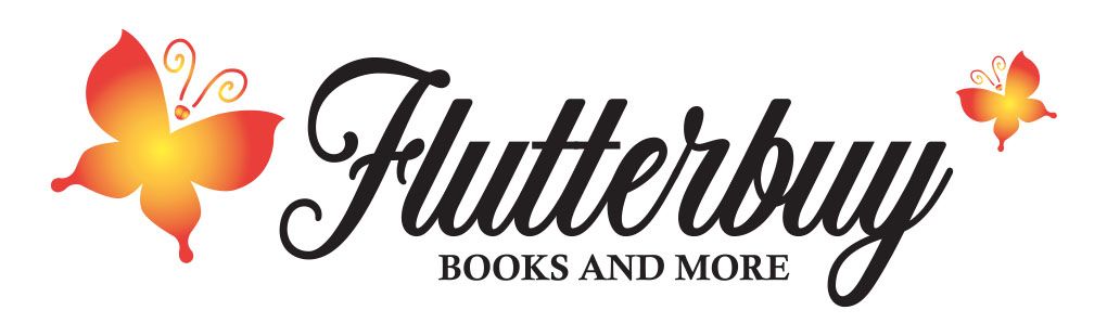 The logo for flutterbuy books and more has two butterflies on it.