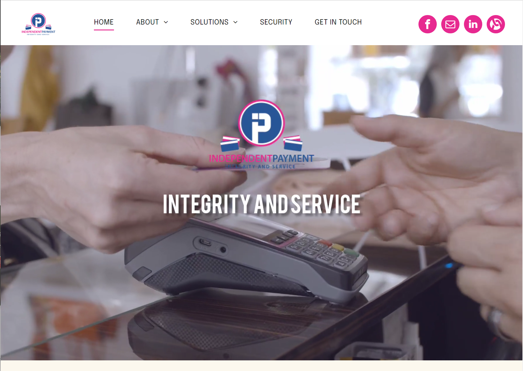 A screenshot of the integrity and service website