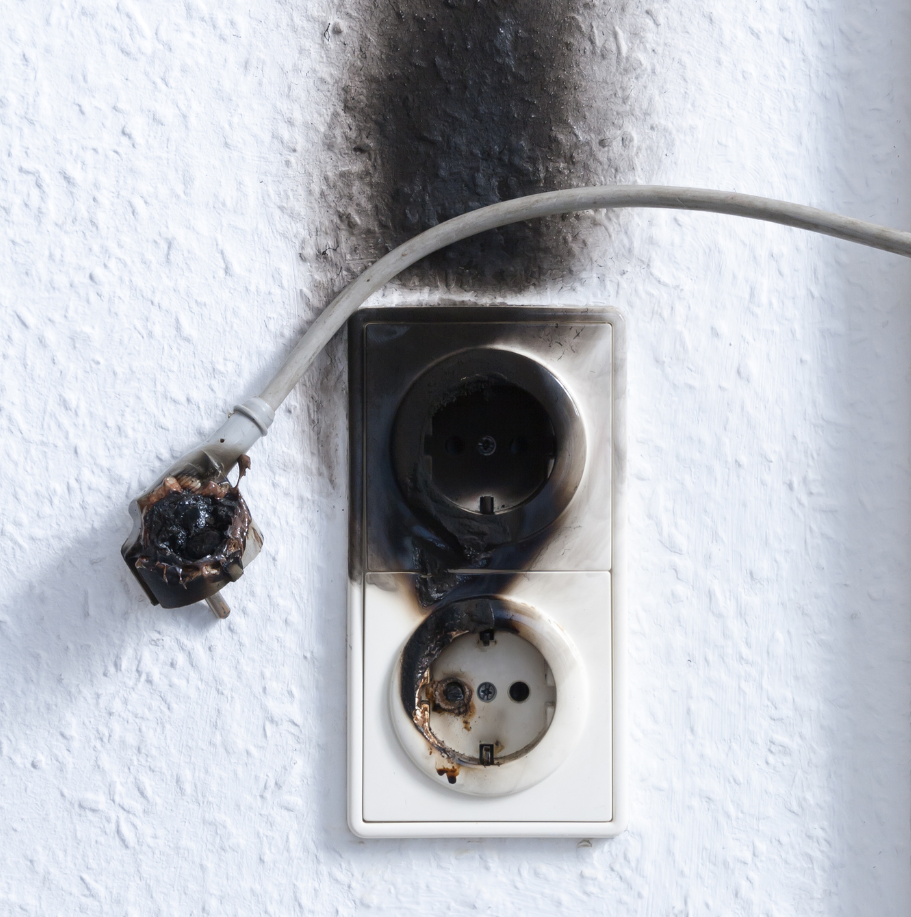 Burnt electrical socket