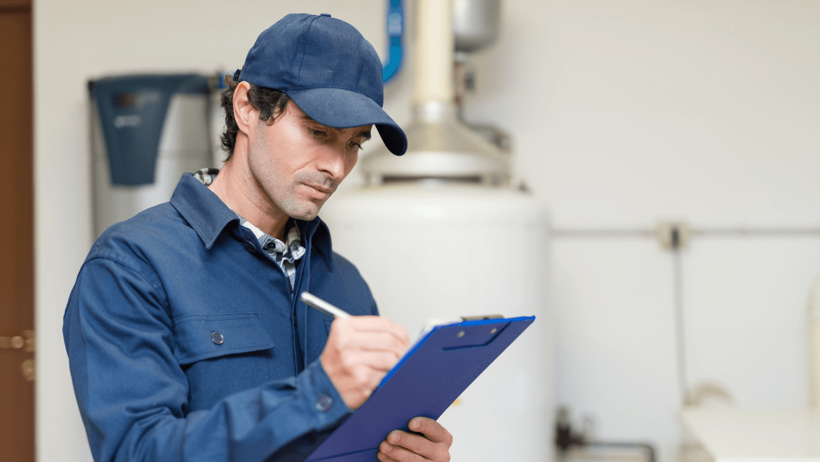 Man inspecting an HVAC unit