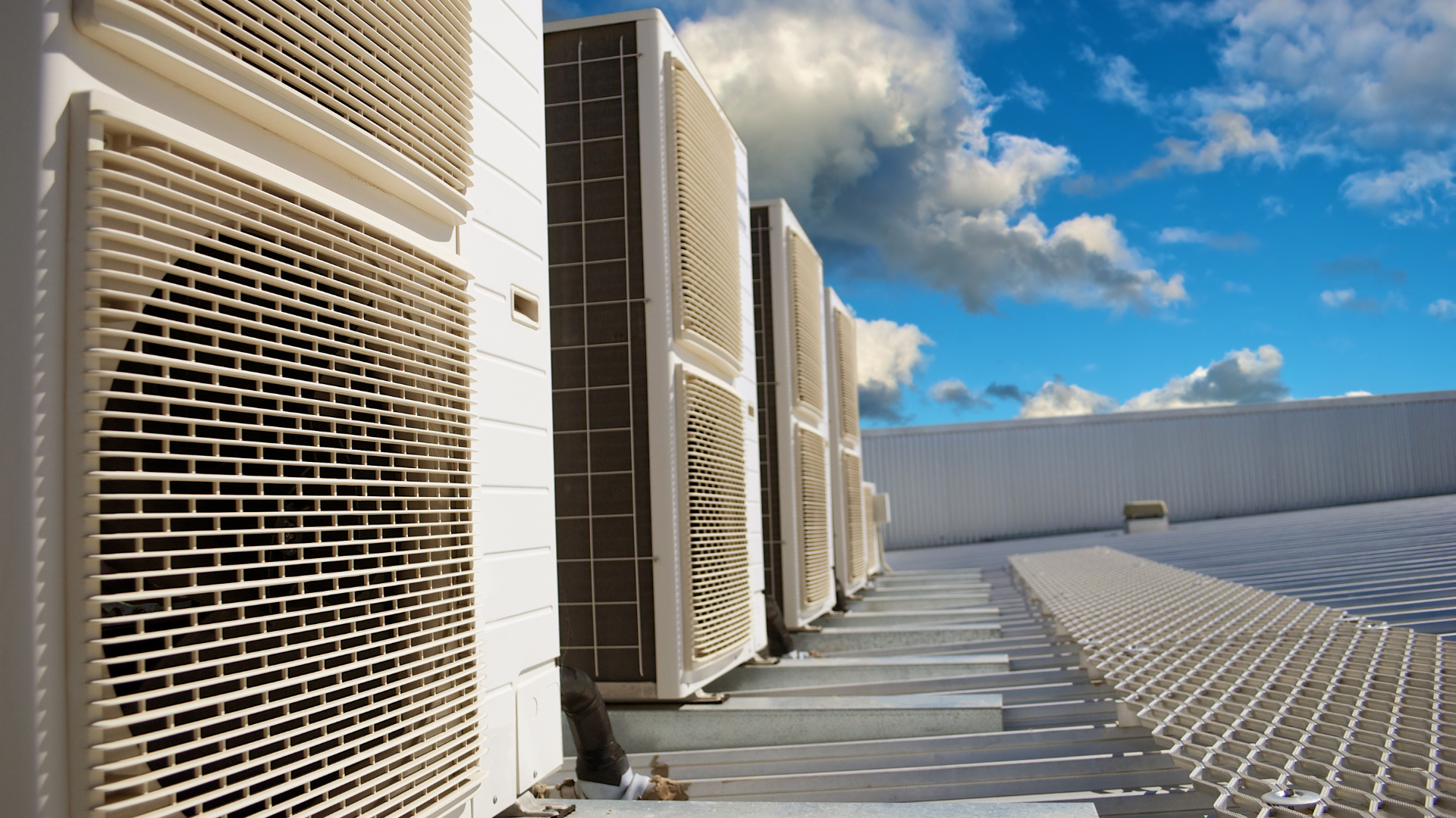 picture of HVAC units on a roof.