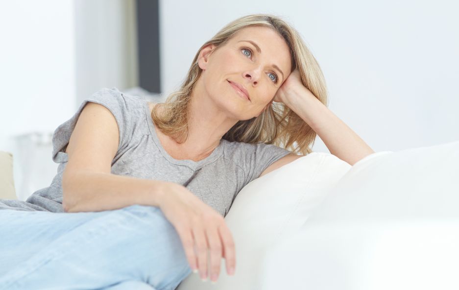 Picture of a woman relaxing indoors.