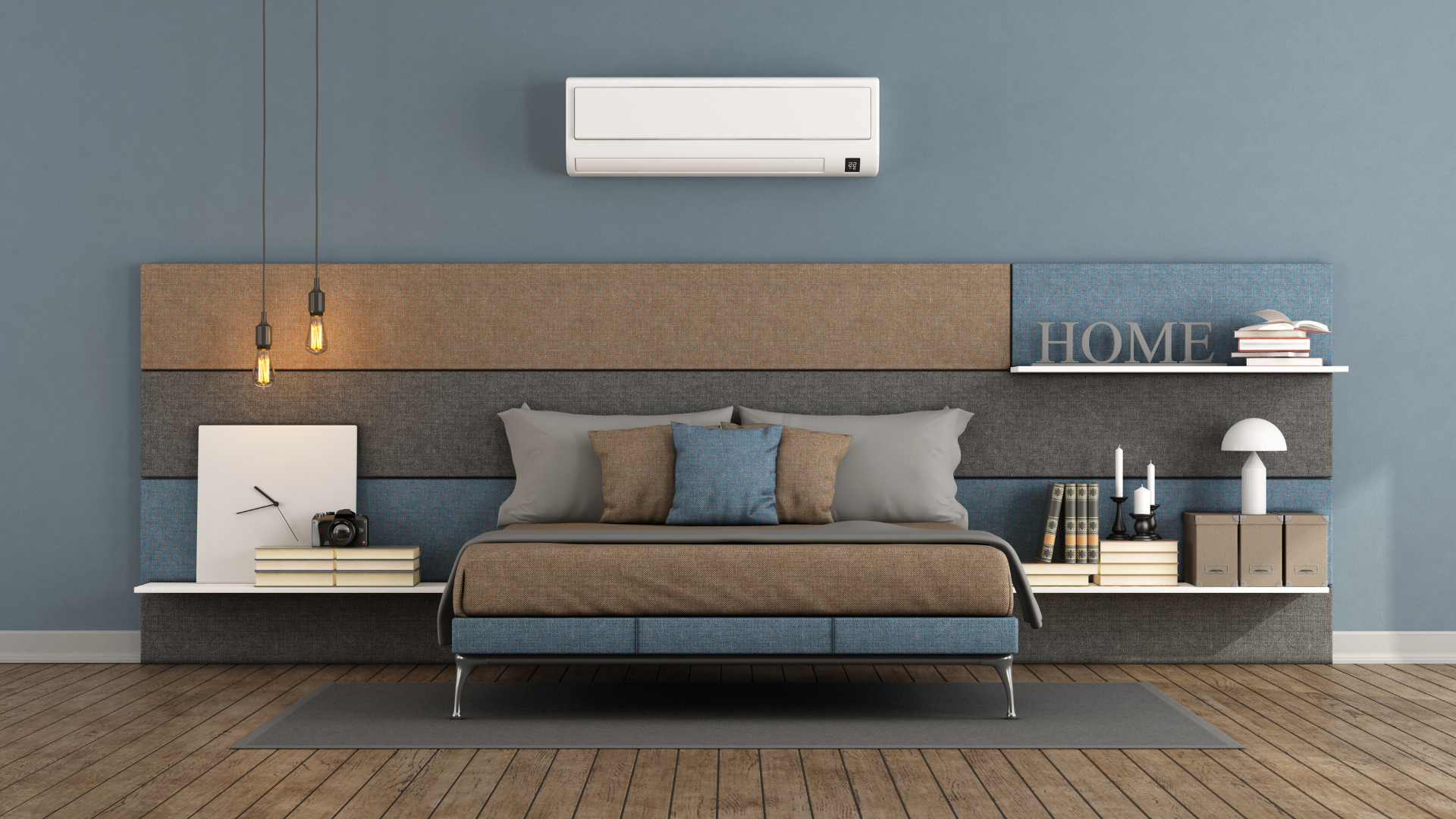 picture of bedroom with air conditioning unit