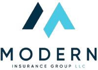 Logo for Modern Insurance Group LLC with a stylized, two-part letter M icon in dark navy and bright cyan.