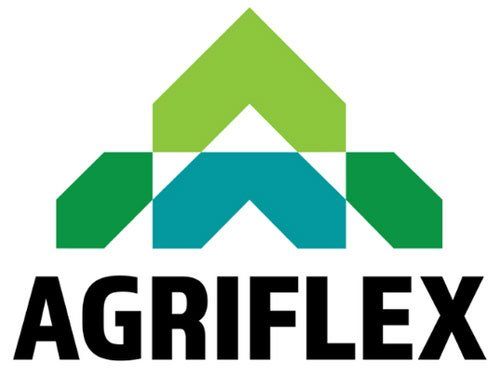 A logo for agriflex with a green and blue triangle