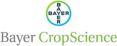 The bayer crop science logo is blue and green on a white background.