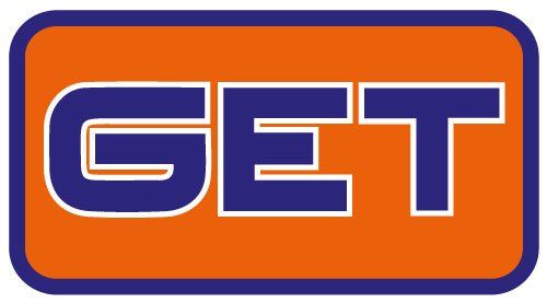 A logo for a company called get systems is orange and blue.
