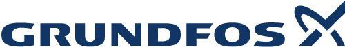 A blue logo for grundfos on a white background