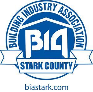 A logo for the building industry association in stark county