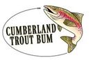 Logo: Jumping rainbow trout, "Cumberland Trout Bum" text within an oval.