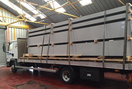 freight truck being loaded