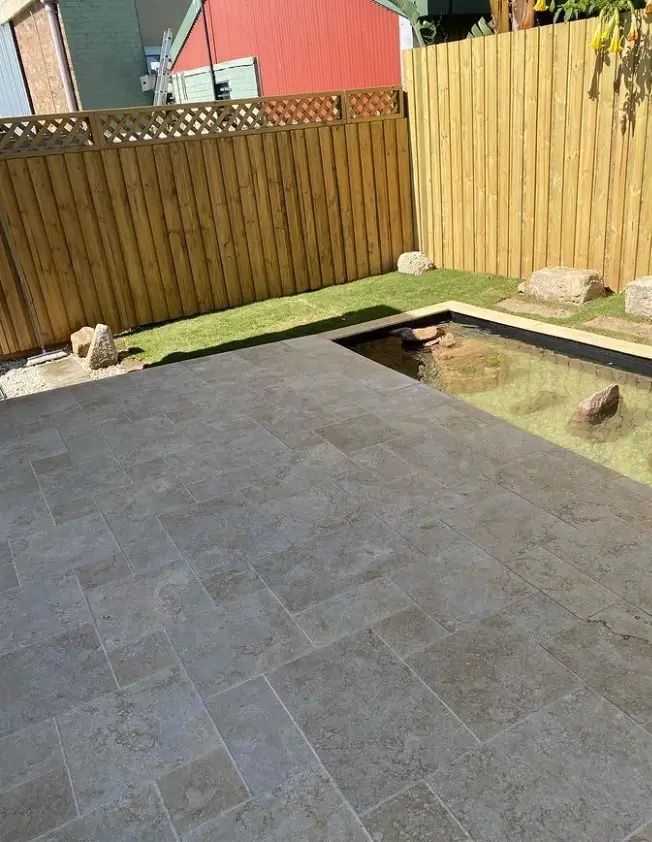 Pond in the Backyard With a Wooden Fence