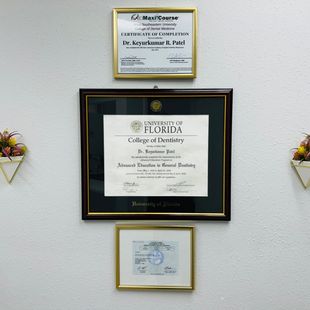 A diploma from the university of florida hangs on a wall