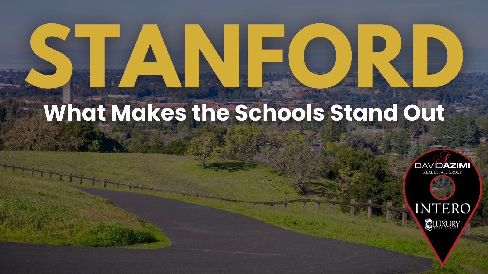 Stanford California showing university campus, nearby neighborhoods, and surrounding academic areas.