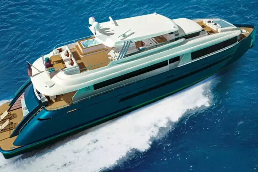 A large yacht is floating on top of a body of water.