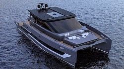 A large boat is floating on top of a body of water.