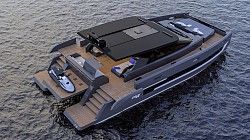 A large yacht is floating on top of a body of water.