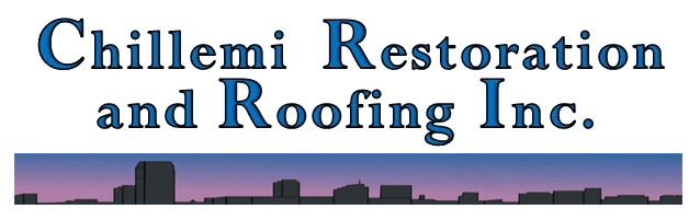 the logo for chillemi restoration and roofing inc.