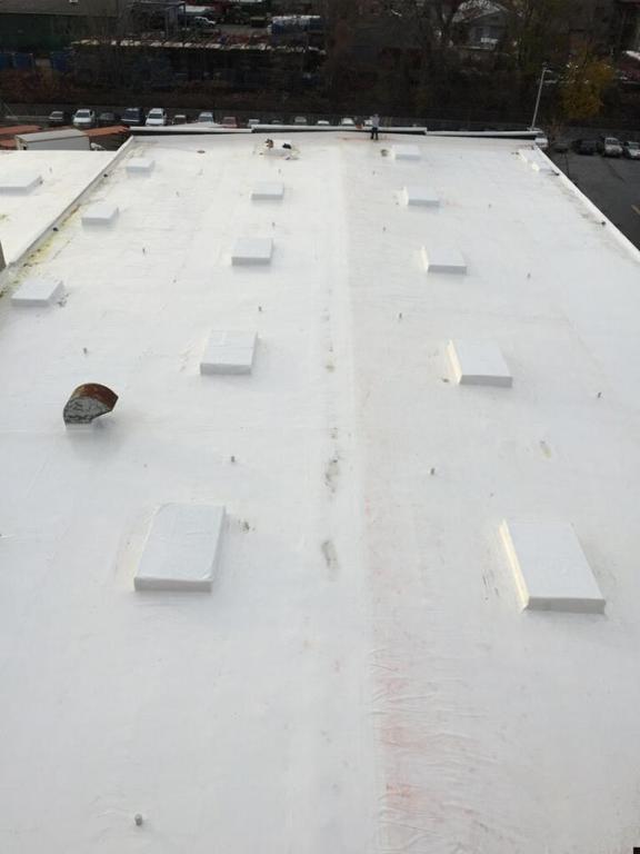 a white roof with a lot of squares on it .