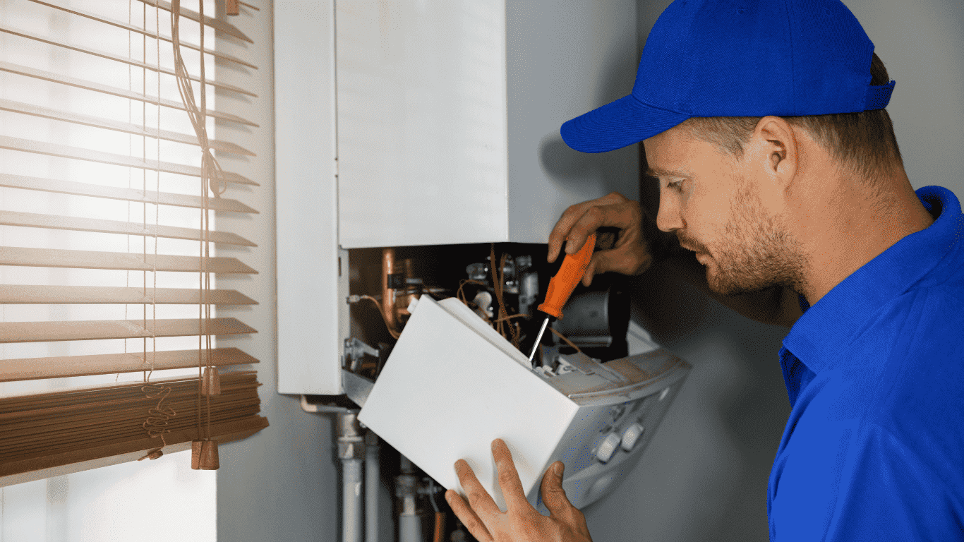 technician working on heating panel