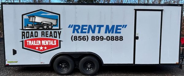 White enclosed cargo trailer with a