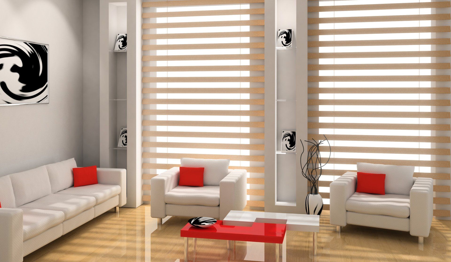 Living room with night and day blinds