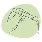 A drawing of a person holding a pen with liquid dripping out of it.