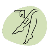 A line drawing of a woman 's legs being waxed.