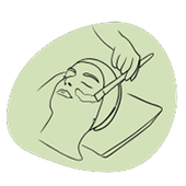 A drawing of a woman getting a facial treatment.